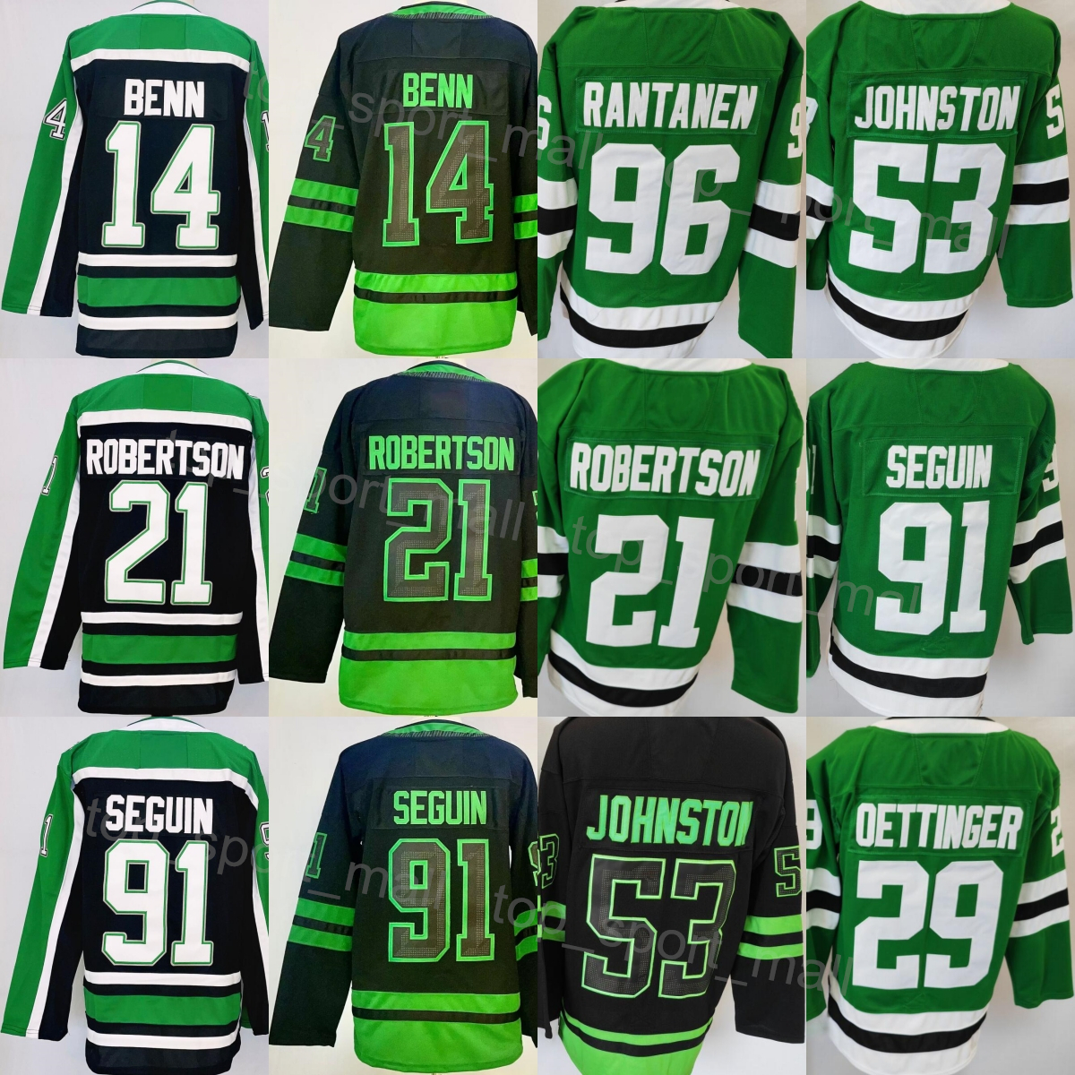 2026 Hockey Alternate 21 Jason Robertson Jerseys Man 14 Jamie Benn 53 Wyatt Johnston 91 Tyler Seguin 29 Jake Oettinger 96 Mikko Rantanen Reverse Retro Black Green