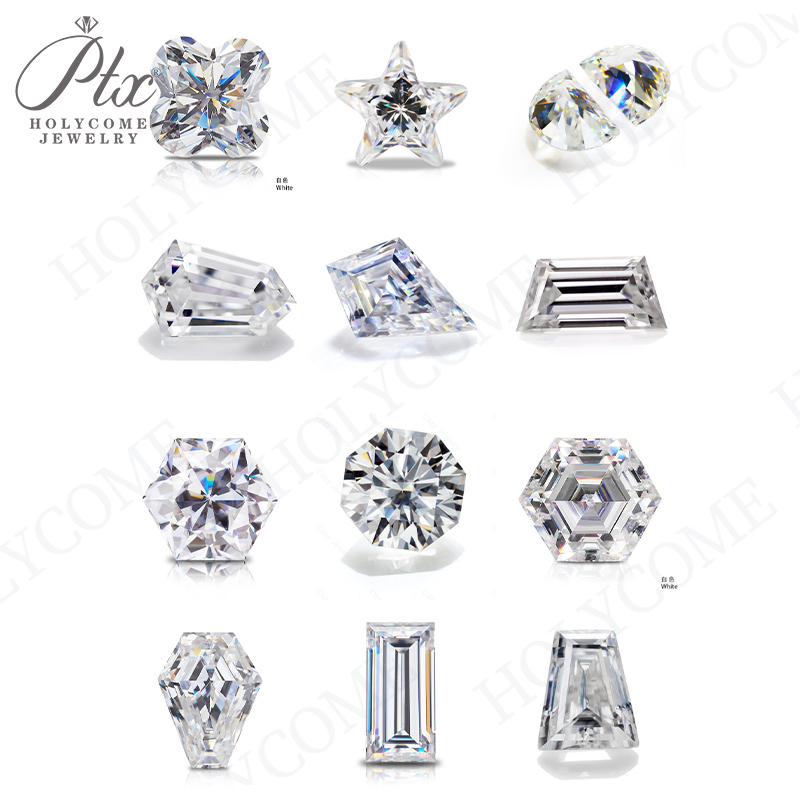 Special Cut Moissanite D VVS Star Clover Half Moon Shield cut Kite cut Trapezoid Hexagon Octagon Baguette cut 0.5-5CT Loose Moissanite Stone