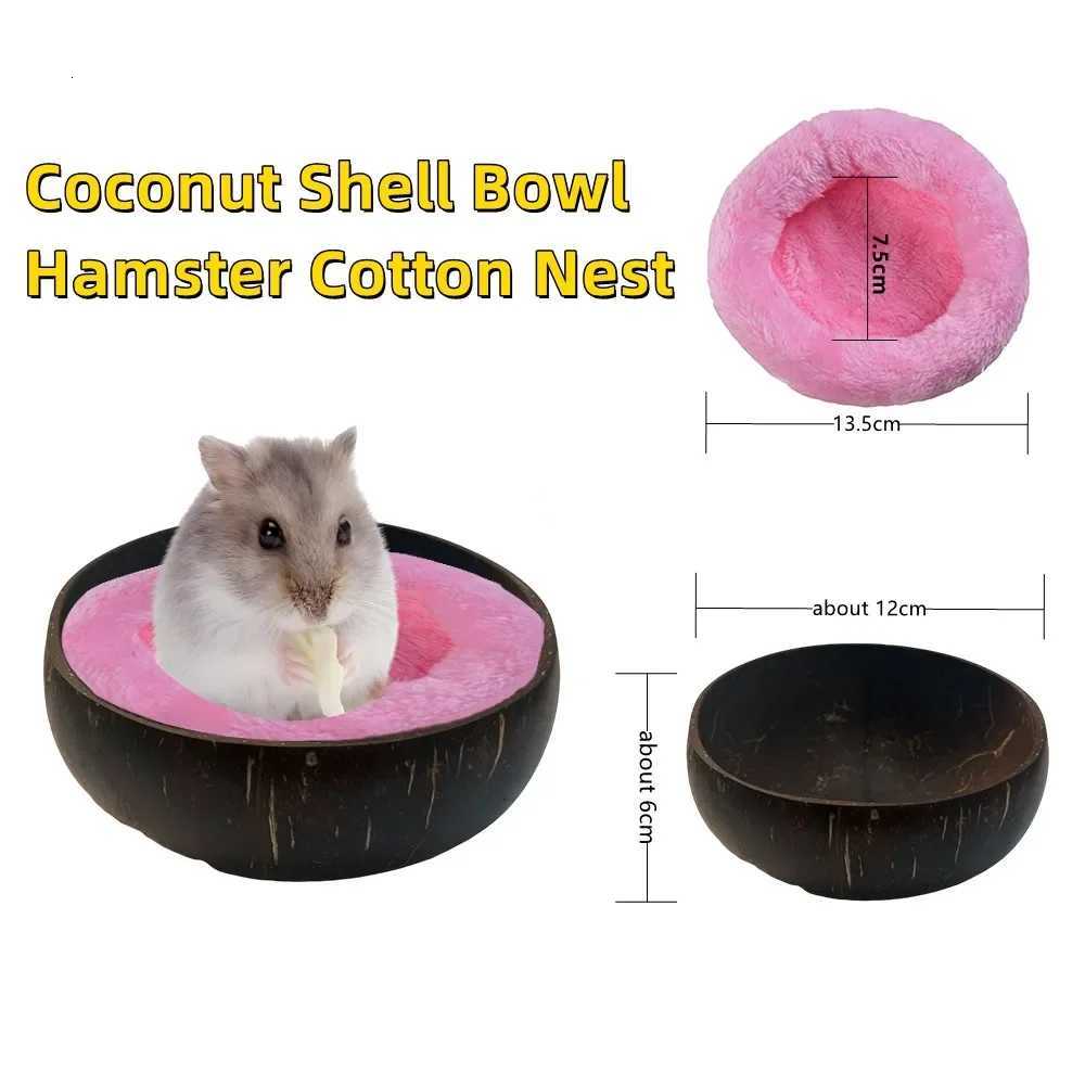 Hamster Cotton Nest Natural Coconut Shell Bowl Shape Hamster Bed Pet House Golden Bear Dutch Rat Squirrel Small Pet Sleeping Bed M251206