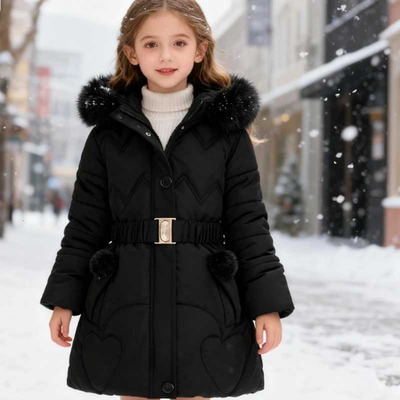2025 Kids Down Long Outerwear Winter Autumn Teen Cotton Clothes Girls Cotton-Padded Parka Coats Big Children Thicken Warm JacketW251206