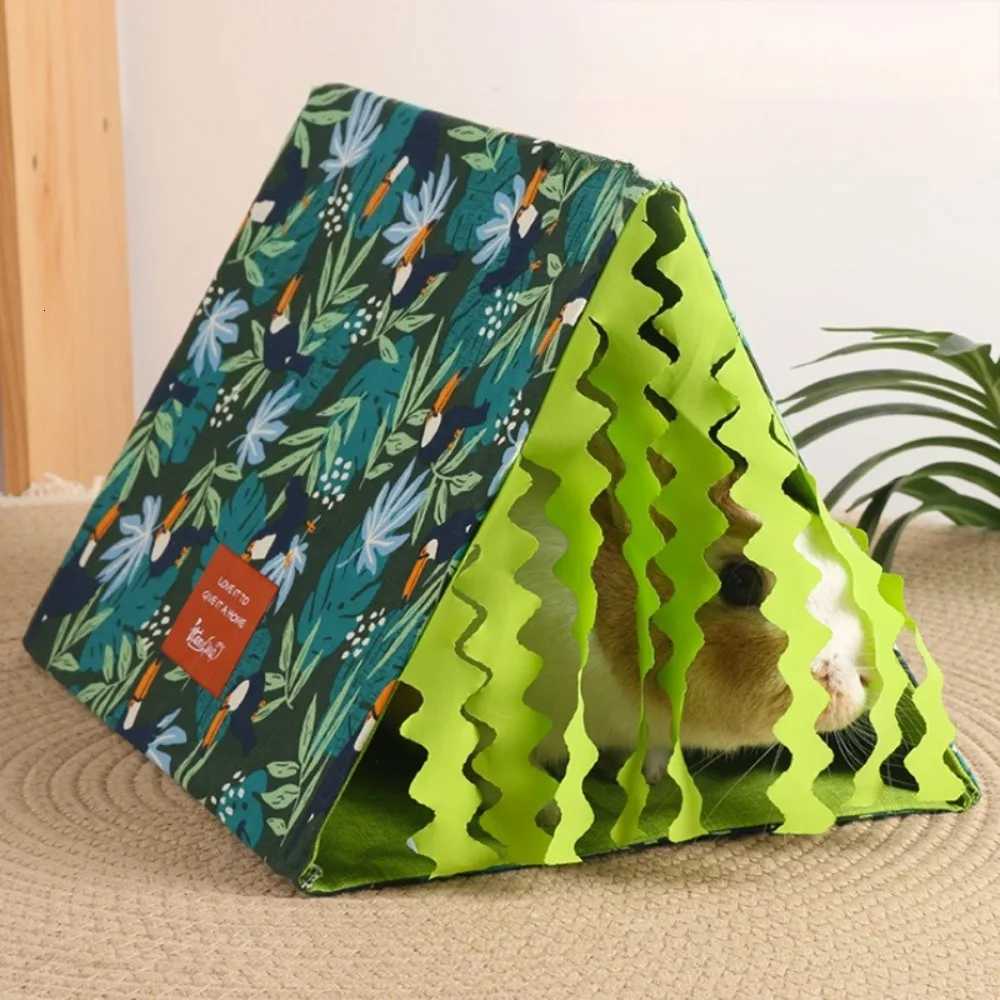 Small Pet Nest Tent Guinea Pigs Rabbit Nest Hamster Cage House Cozy Small Animal Hideout Hideaway Triangle Tent Pet Accessories M251206