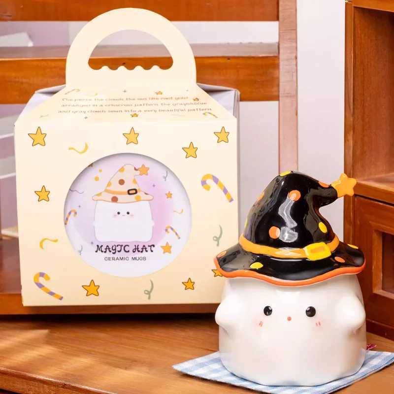 Funny Ghost Ceramic Mugs Coffee Cups with Lids Office Afternoon Tea Coffee Cup Halloween and Easter Gifts Friends M251206 - view 4
