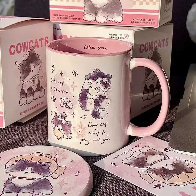 Cartoon Cat Ceramic Mug Water Cup Milk Breakfast Cup Coffee Cup Best Friend Couple Girlfriend Birthday Gift M251206 - view 3