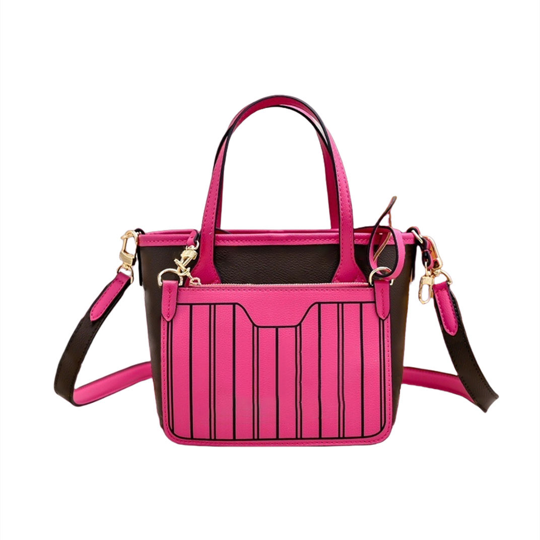 Designer fashion woman totes both sides to use real leather reticules handbags with purse for ladies