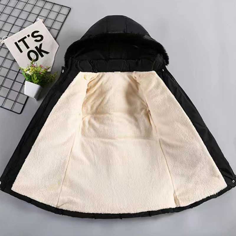 2025 Kids Down Long Outerwear Winter Autumn Teen Cotton Clothes Girls Cotton-Padded Parka Coats Big Children Thicken Warm JacketW251206