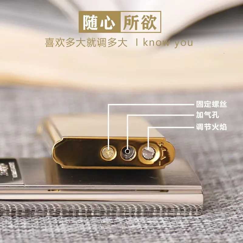 tra-thin Gas Lighter Portable Metal Texture Retro Creative Lighter Cigarette Accessories H251206