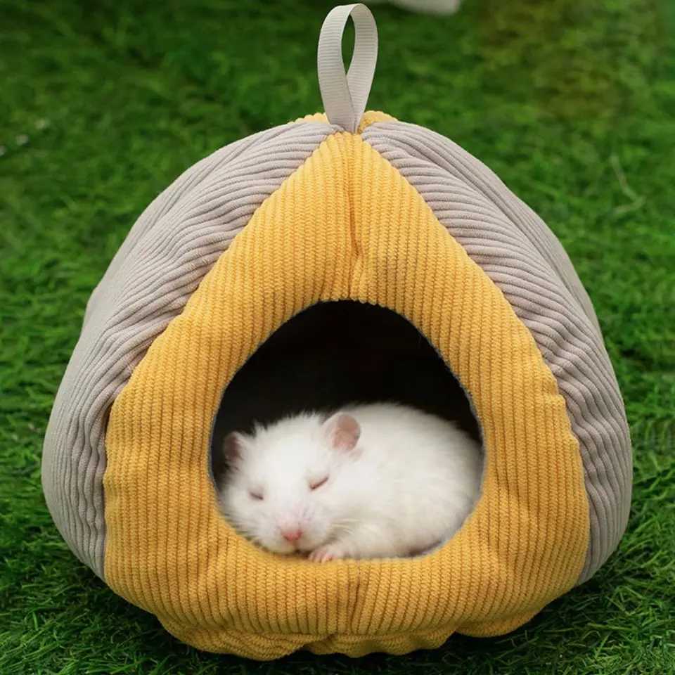 Pet Hanging Beds Warm Winter Hamster Cotton Nest Windproof Plush Rabbit Sleeping Nest Thickened Soft Mouse Bed House Bed Room M251206