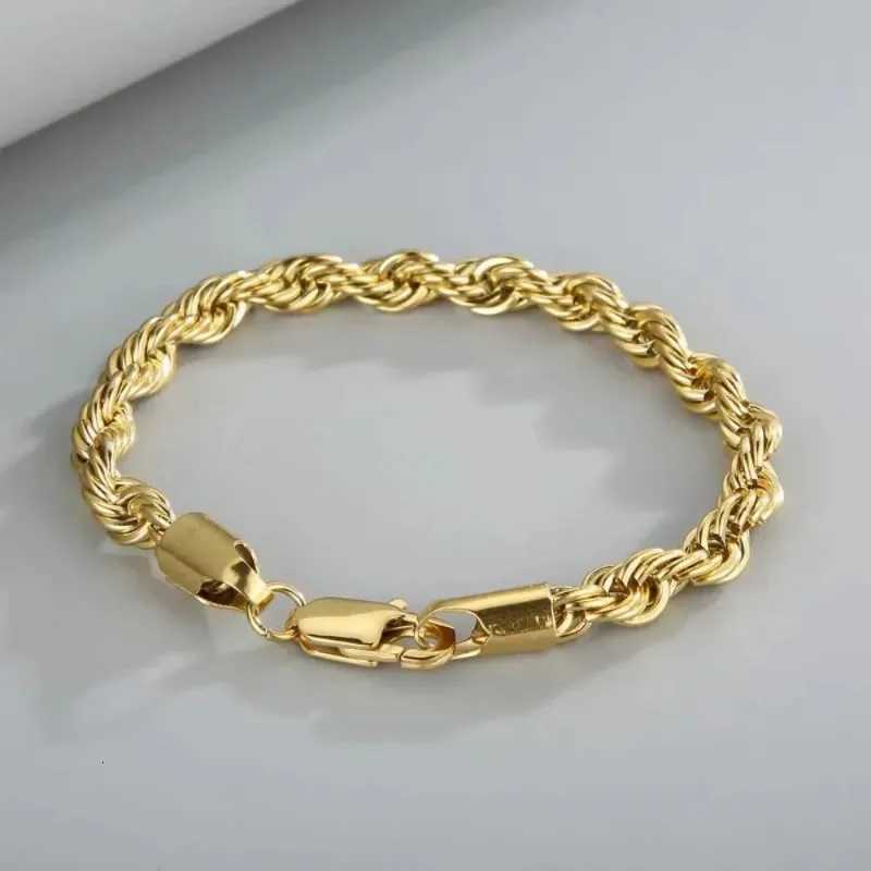 18k Gold Plated 925 Sterling Silver 4MM Chain Bracelets for Men Women Unisex Simple Charm Bracelet Wedding Party Gift 20cm 8in W251206