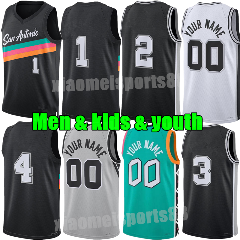 Custom 1 Victor Wembanyama Basketball Jersey Luke Kornet Devin Vassell DeAaron Fox Men Keldon Johnson Tim 21 Duncan Jeremy Sochan Castle Kelly Olynyk