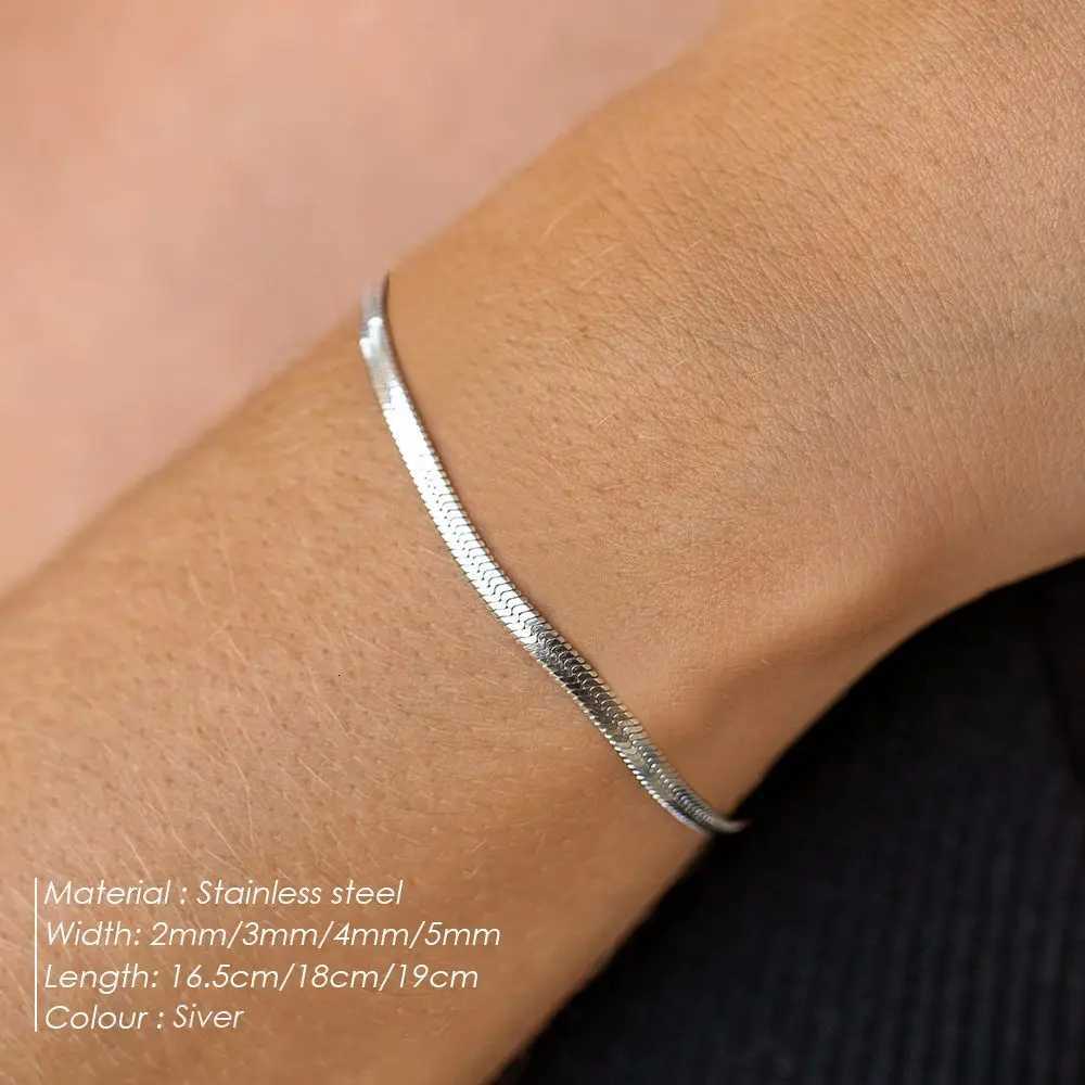 eManco Fashion Fine Jewelry Flat Snake Chain Bracelet Original Niche Design Stainless Steel Adjustable Accessories Factory Outle W251206