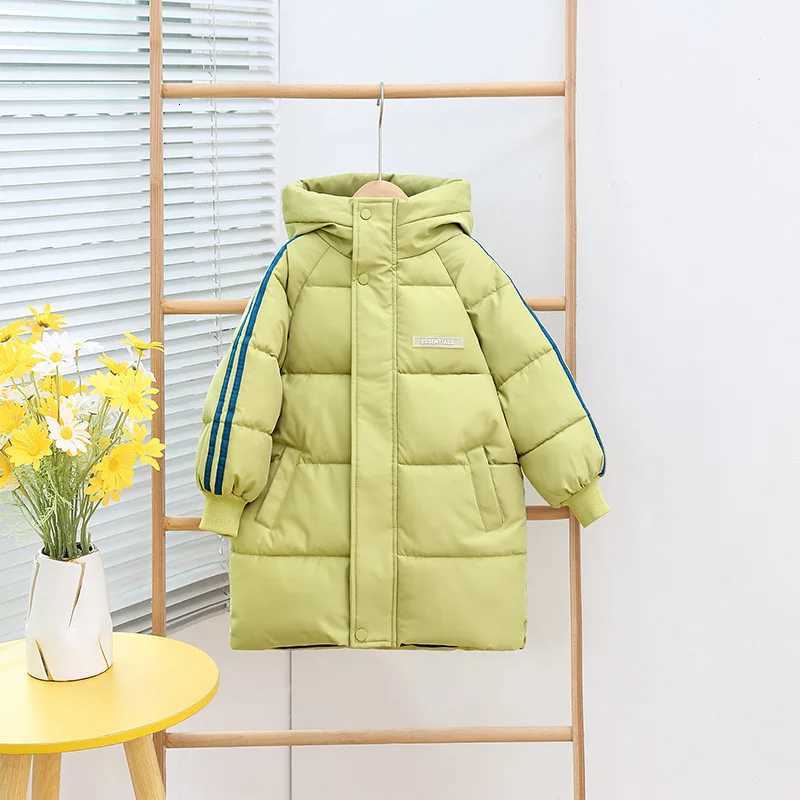 1pcs Boys Girls Cotton-Padded Coats Kids Long Down Autumn Winter Teen Cotton Clothes Outerwear Big Children Thicken Warm JacketW251206