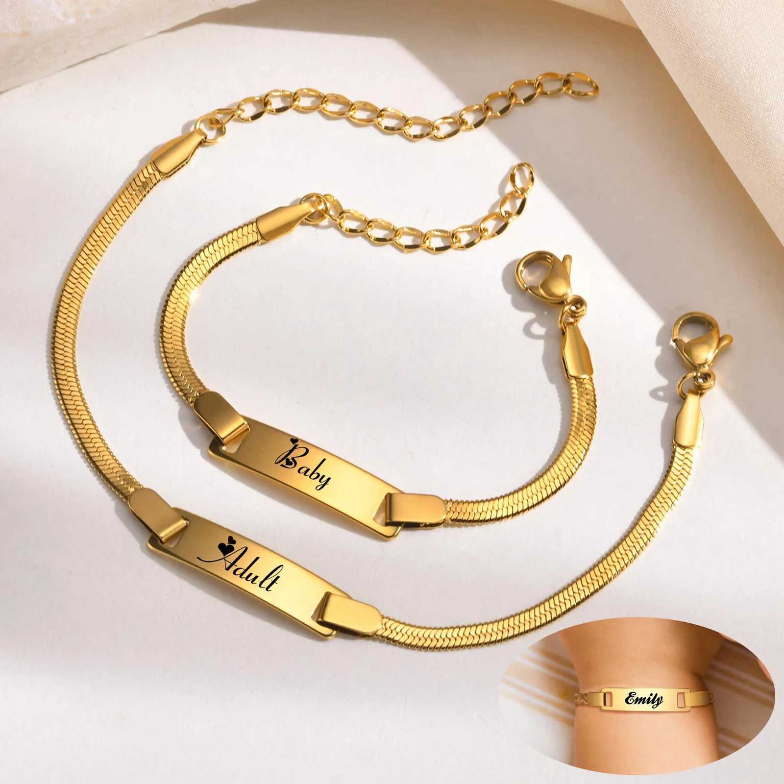 Personalized Bracelet for Little Boy GirlStainless Steel Engraved Name Date Son Daughter Mom Baptism Gift W251206