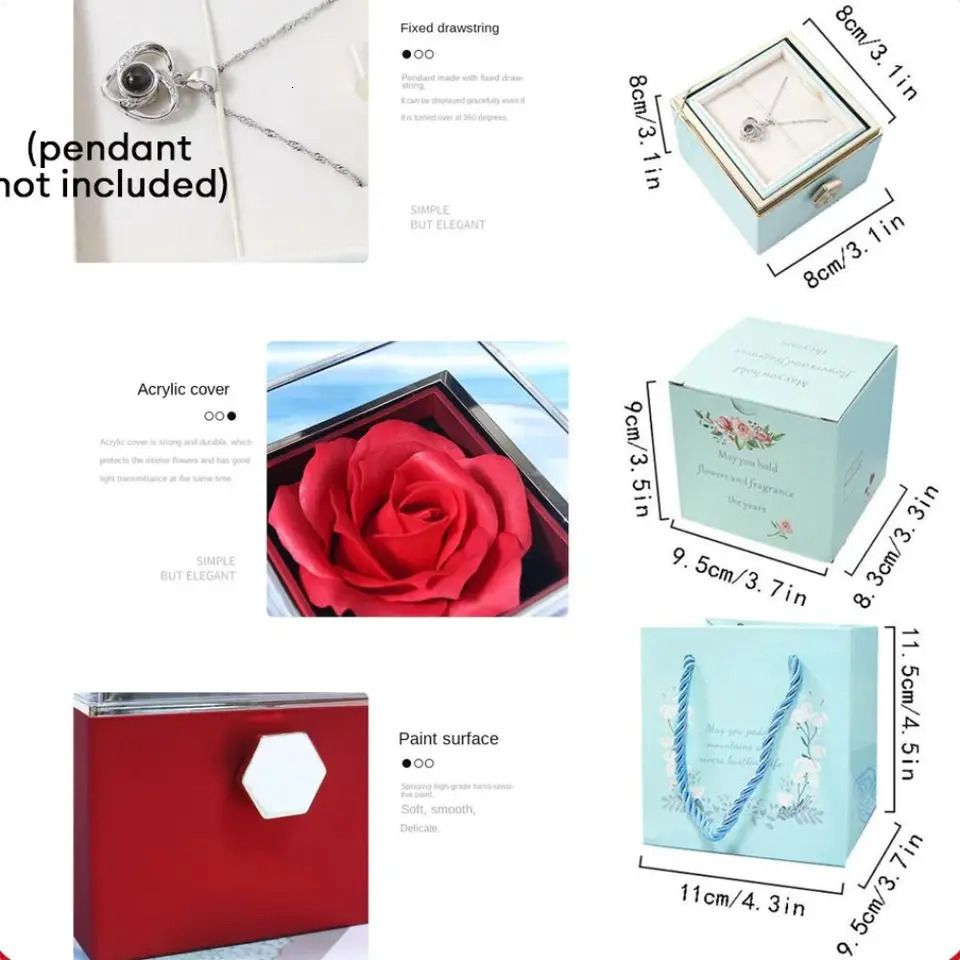 Rotation Rose Jewelry Gift Box Eternal Rose Ring Display Proposal Ring Boxes Dustproof Jewelry Display Rack Lovers 251201