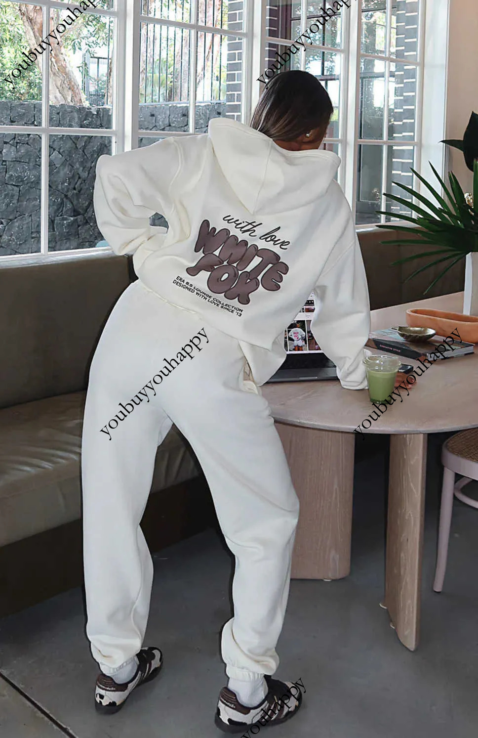 Whitees Fox Tracksuits Two Pieces 2025 New Summer Autumn Hoodie Loose Sport Street Classic White Foxliness Set Fashion Sporty Short Sleeve Pullover Eb3 a90