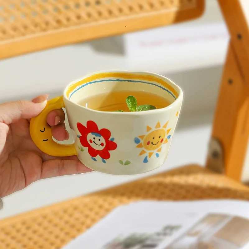 Ceramic Mug Lovely Hand Painted with Moon Handle Creative Breakfast Cup Kitchen Drinkware Milk Tea Coffee Mugs for Birthday Gift M251206 - view 7