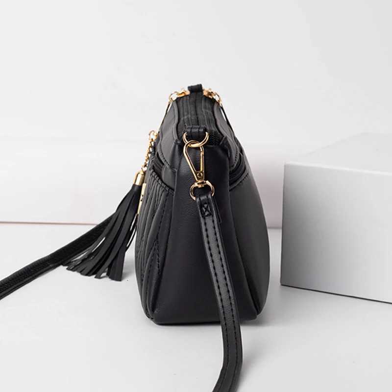 New Fashion PU Leather Crossbody Bags Women Zipper Shoulder Bag Large Capacity Embroidery Thread Purse and HandbagsT251206