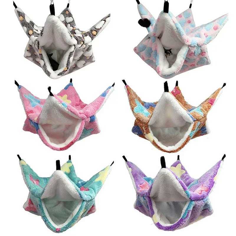 Hammock for Rats Double Thick Plush Winter Warm Bed for Hamster House Nest Sleeping Bag Hanging Tree Bed Guinea Pig Pet Supplies M251206