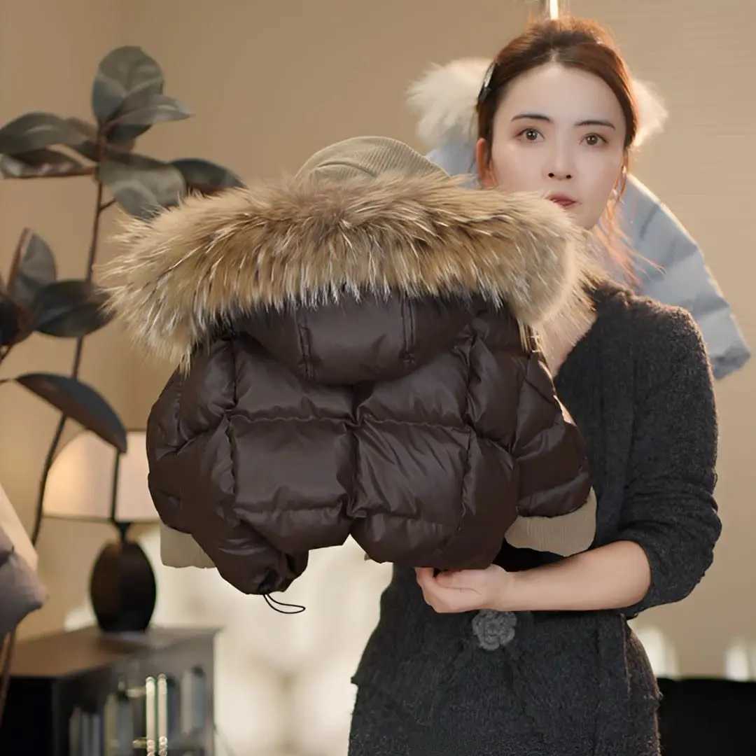 Childrens Winter Down Jacket New Boys and Girls Thick Warm Big Hair Collar Coat Kids parkas snow jacketW251206