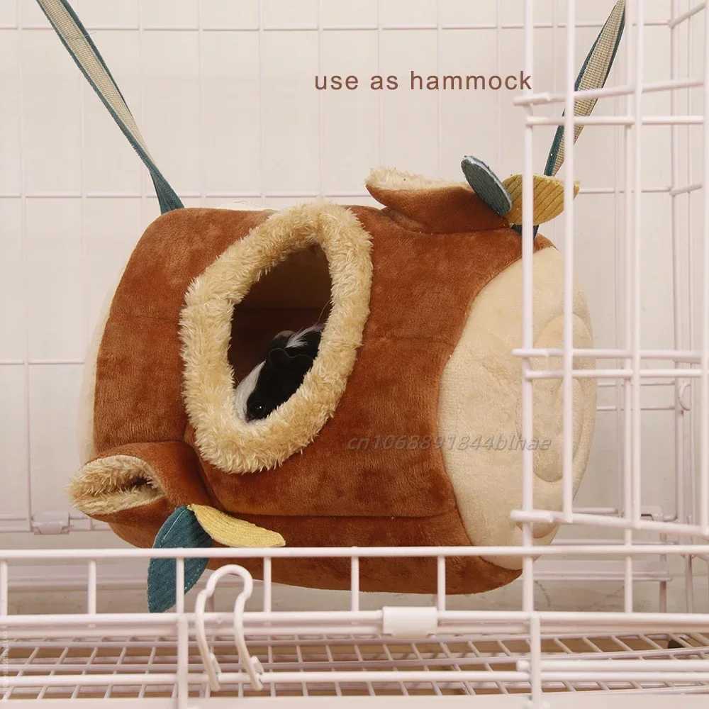 Tree Stump Shape Warm Hamster Hammock Winter Mole Tunnel Small Animal Hanging Bed Hamster Nest Pet Cage Household Supplies M251206