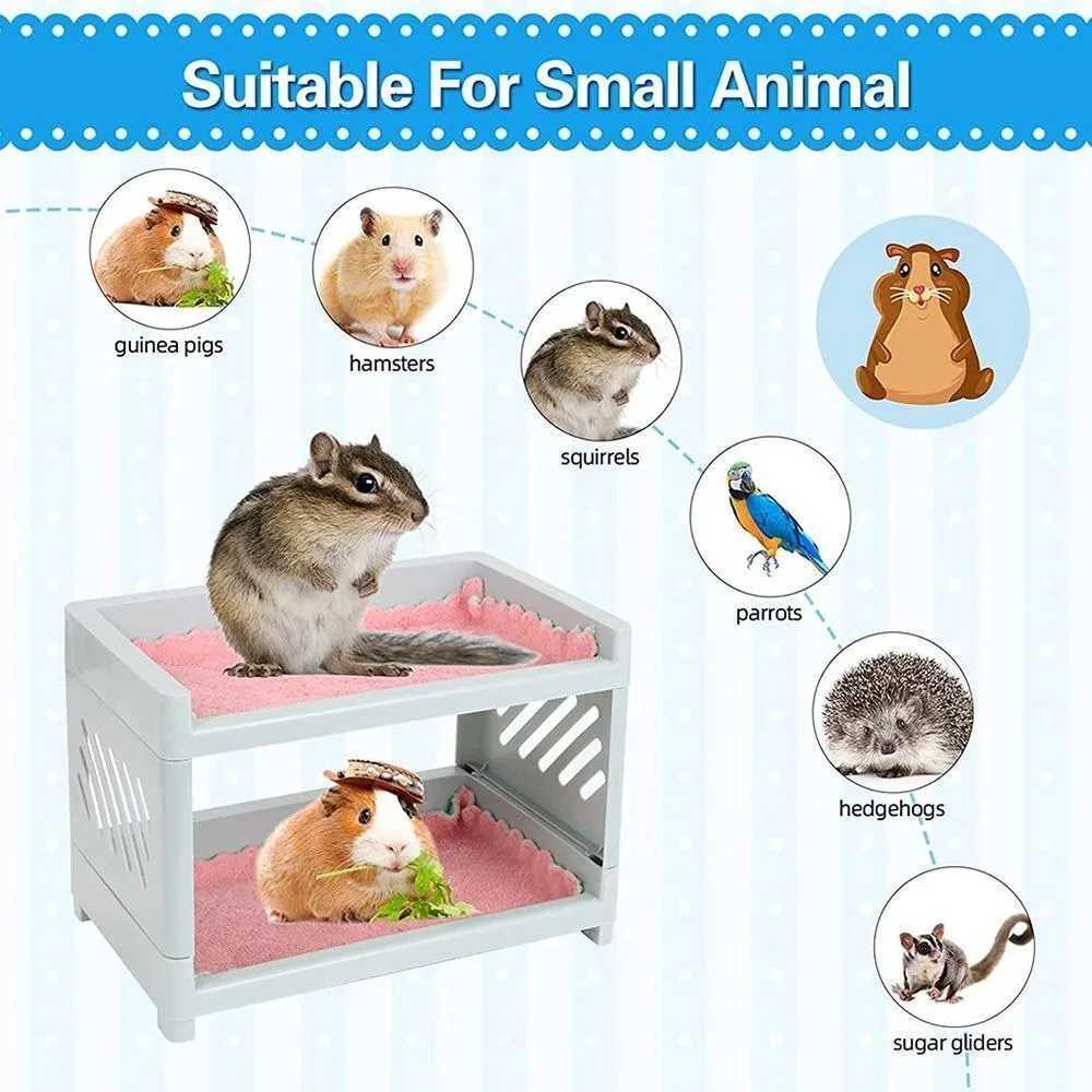 Pet Bunk Bed Easy To Install Hideout Corner For Hedgehog Guinea Pig Hamster-Toy M251206