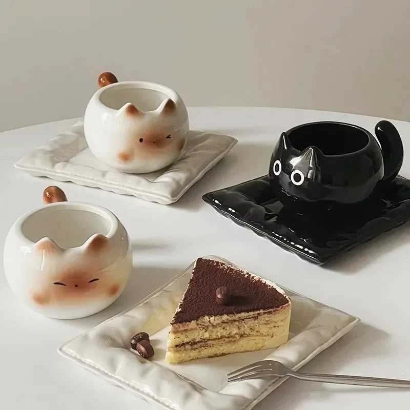 Ceramic Mug Cute Cat Shaped Underglaze Colored Cartoon Siamese Cat Coffee Cups Home Breakfast Milk Coffee Mug Birthday Gift Cup M251206 - view 3