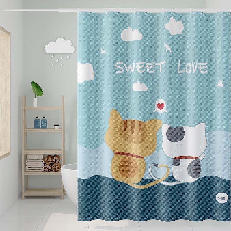 YL-37901 Cartoon Digital Print Shower Curtain, Bathroom Curtain, Partition Curtain, Hanging Curtain, Anti-mildew Shower Curtain