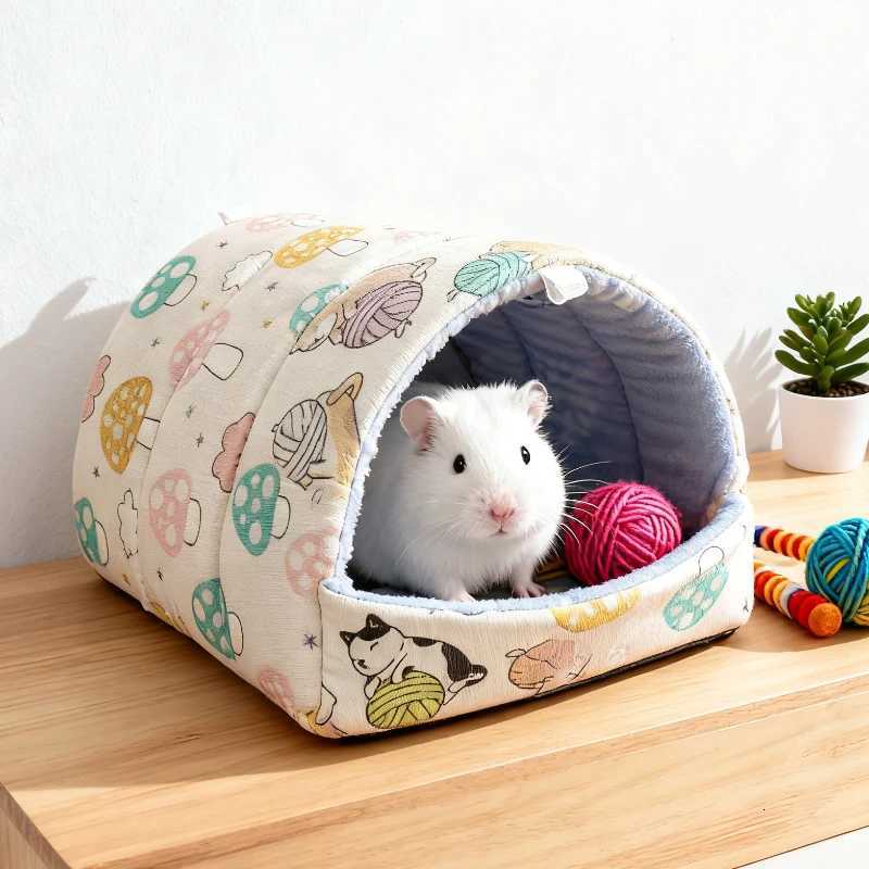 Winter Small Animal Sleeping Bed Soft Rabbit Squirrel Comfortable Guinea Pig Nest Warm Mat Hamster House Guinea Pig Cage M251206