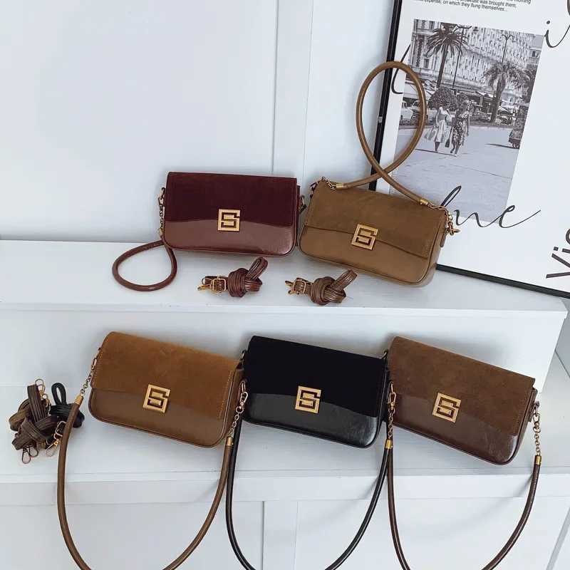2025 Hot-Selling Womens Retro Splicing Bag - Premium Matte Suede Small Square Fashion Temperament Messenger ShoulderT251205