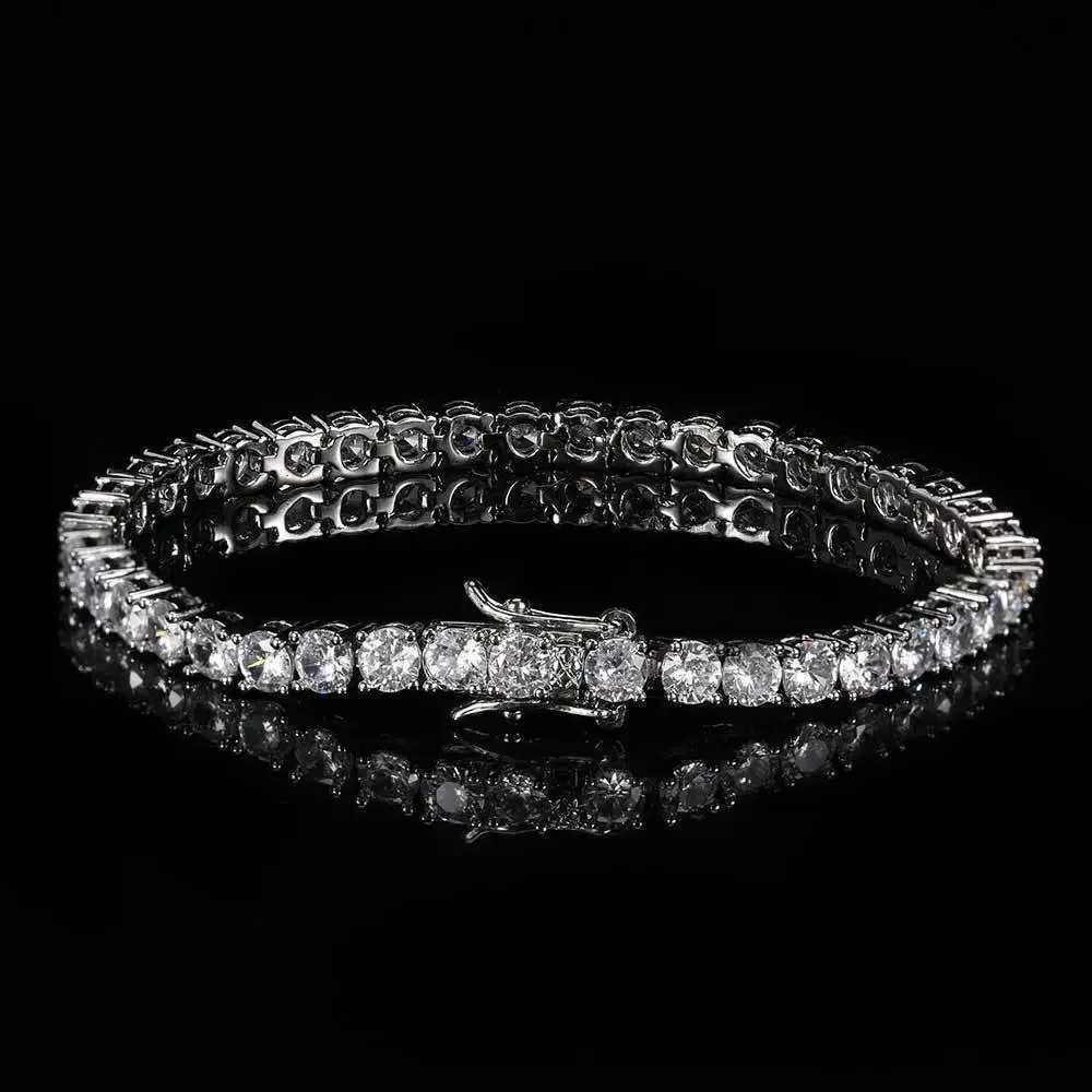Luxury Hiphop IED Out 3mm 4mm 5mmTennis Bracelet Full Diamond 925 Silver Plated Wedding Party Jewelry Bracelets for Women Man W251206