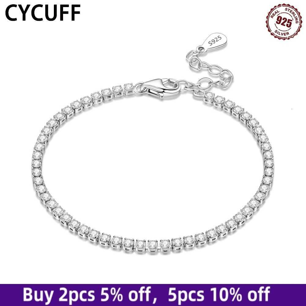 CYCUFF New 925 Sterling Silver Charms Zircon Fashion Tennis Chain Bracelet Women Trendy 2025 Jewelry Boutique Wedding Party Gift W251206
