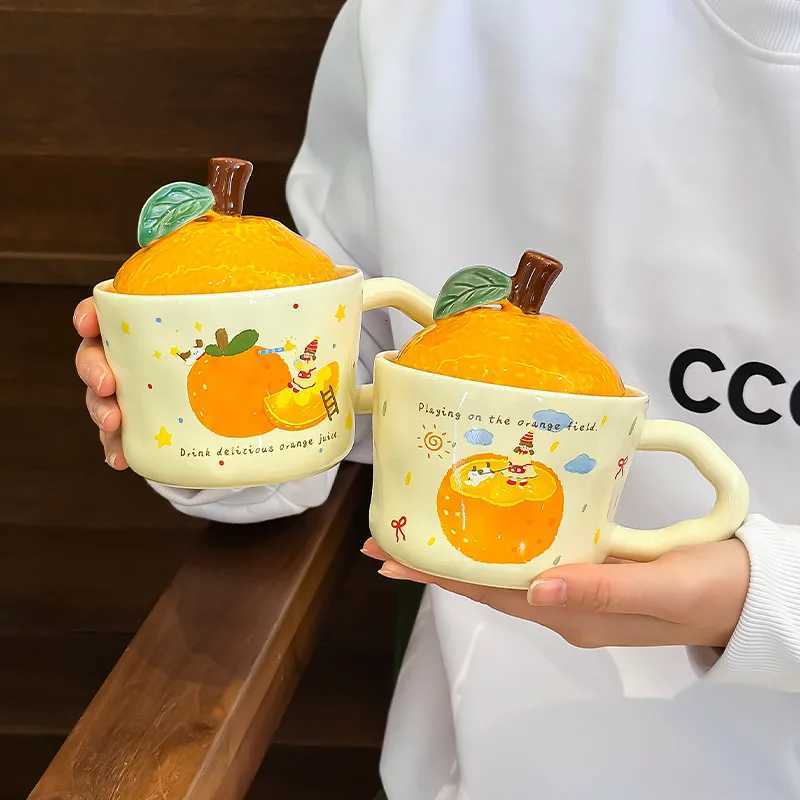 Cute Cartoon Anime Surrounding Orange Model Ceramic Home Office Mug Girl Cute Coffee Milk Fashion Home Supplies Water Cup Gift M251206 - view 6