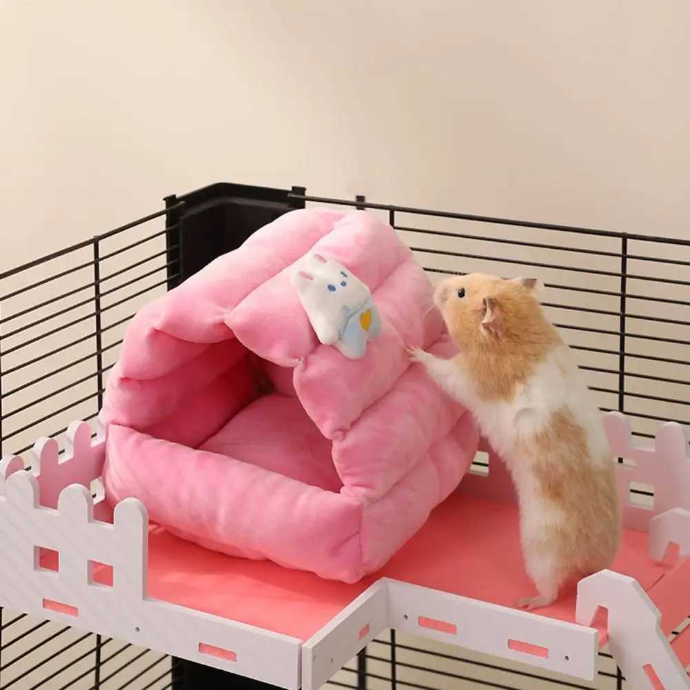 Cozy Hamster Nest Bunny Carrot Design Small Animal Warm Room Guinea Pigs Ferrets Hedgehogs Winter Hamster Cage Accessories M251206