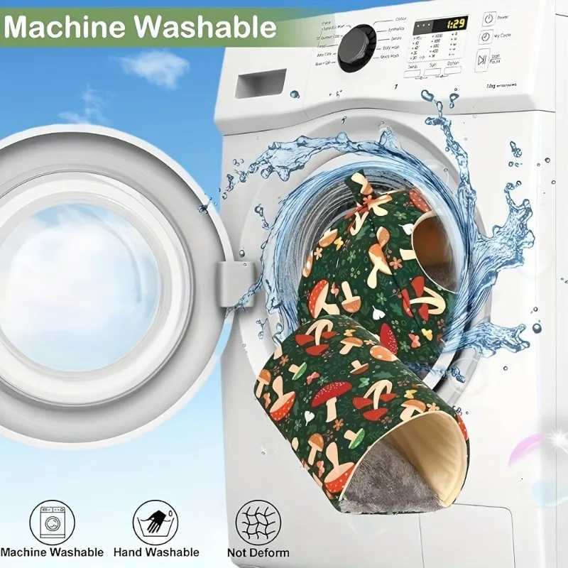 2PCS Glitter Soft Guinea Hideout Tunnel - Washable Pet Bed with Adorable Mushroom Flower Design for Hamster Rabbit Small Pet M251206