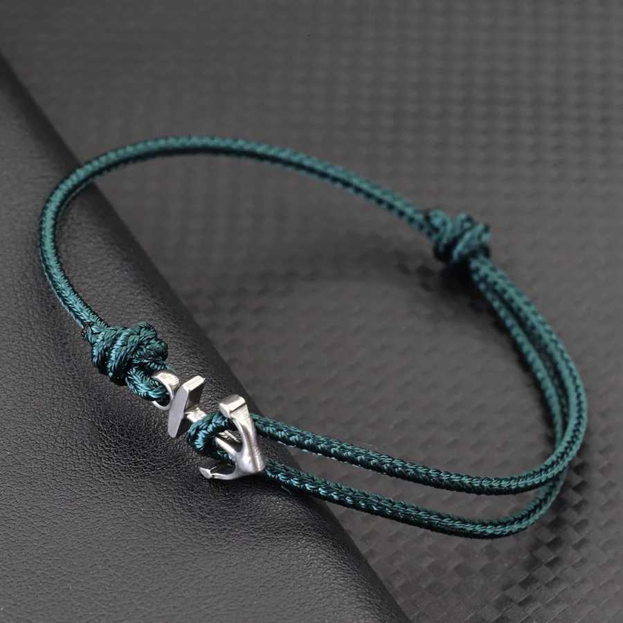 Simple Grade A 2mm Rope Bracelet Men Women Stainless Steel Anchor Handmade Adjustable Thin Cord Wristband Couple Luck Jewelry W251206