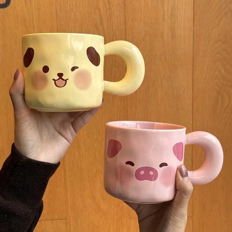 Puppy Mug With Lid Spoon Cute Little Pig Ceramic Cup Student Coffee Milk Cup M251206 - view 3