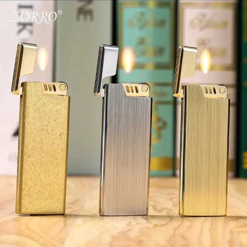 -Copper tra-thin Iatable Lighter Open Fire Butane Grinding Wheel Cigarette Accessories Gadgets H251206