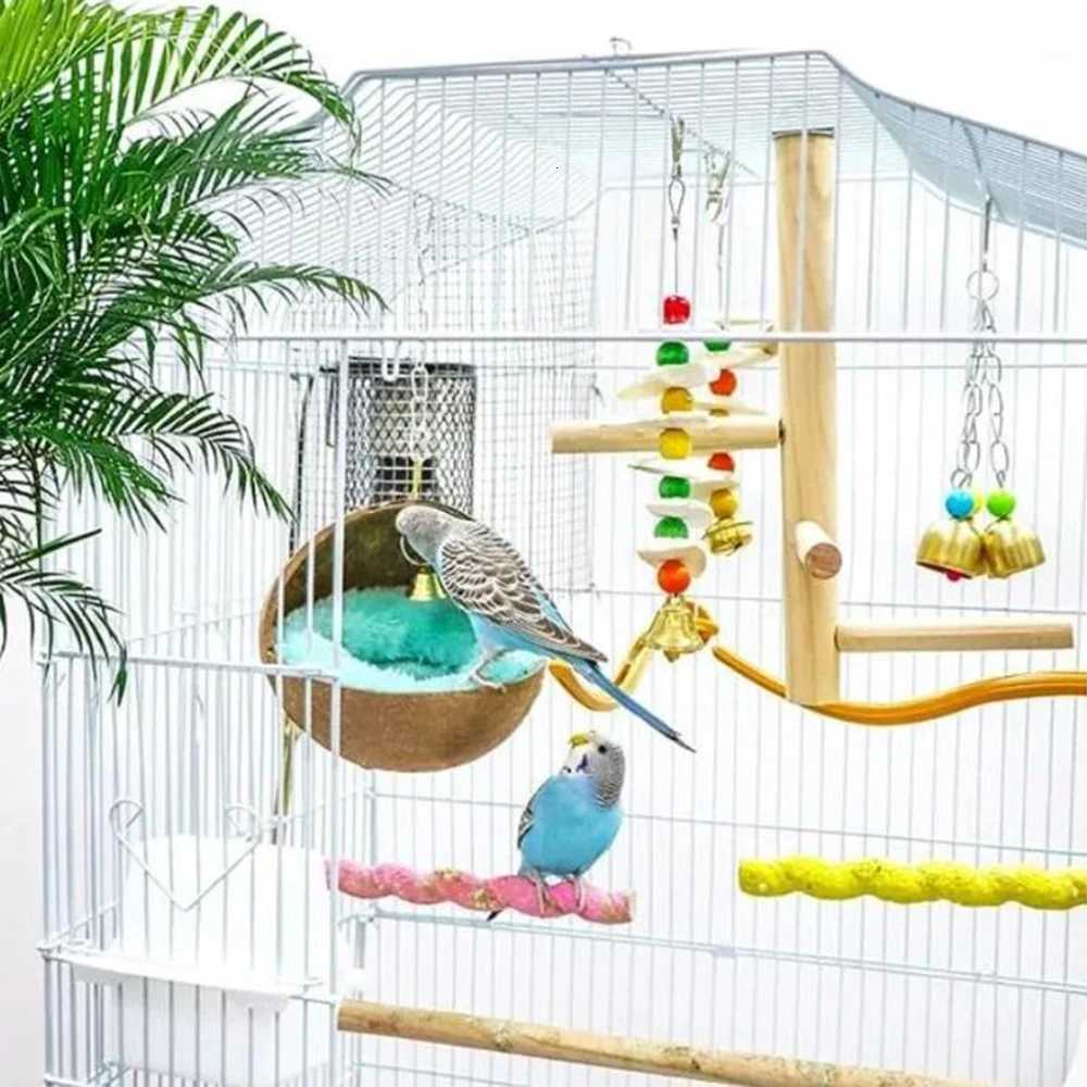 Natural Coconut Nest Bed For Bird Hamster Eco-Friendly Chewable Material With Anti-Slip Base Cage Attachment Hatching Habitat M251206
