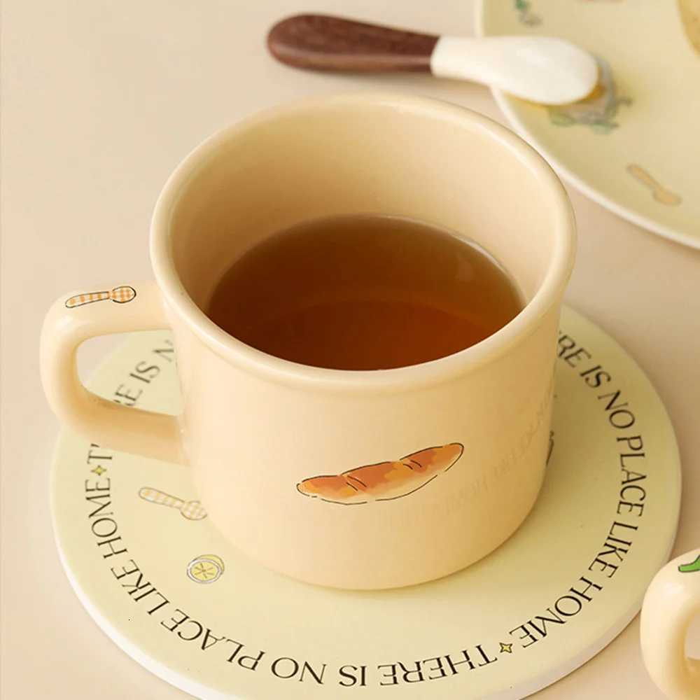 Kawaii Coffee Mug Lovely Bunny Bagel Toast Bread Flower All-round Cute Pattern Creamy Morning Breakfast Milk Ceramic Teens Cup M251206 - view 7