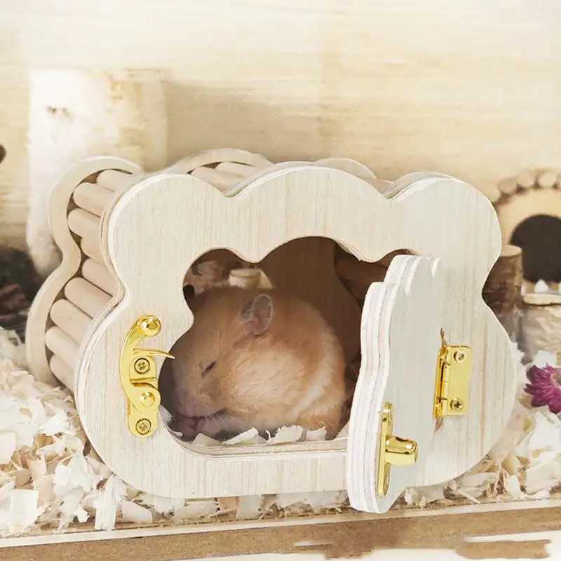 Tiny Hamster Wooden House Cute Cloud Shapes Tiny Hamster Hideout Small Animals Habitat Hut Small Pets Woodland House Habitats M251206