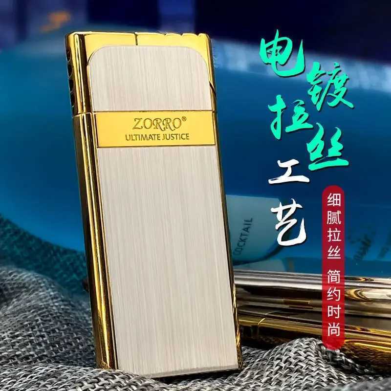 New Slim Gas Lighter Portable Cpact One Touch Ignition Metal Butane Lighter Collectible Mens Gift Cigarette Tool H251206