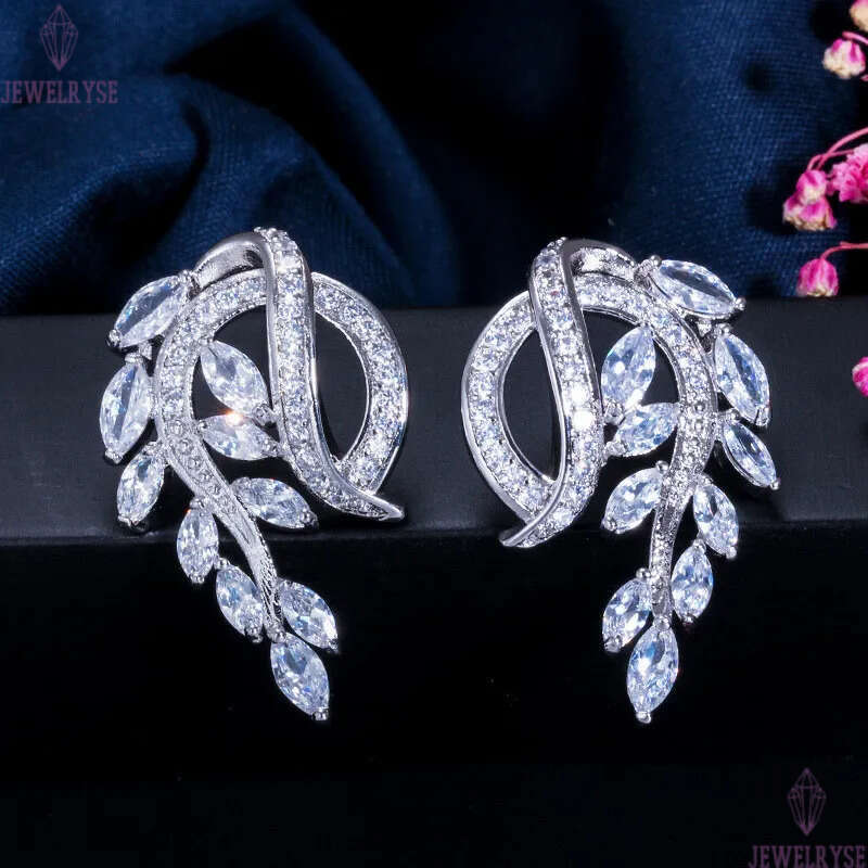 Luxury Bride Wedding Charm Long jewelry designer Silver earrings South American Water Drop Pearl White Blue Red AAA Cubic Zirconia Copper Earring For 