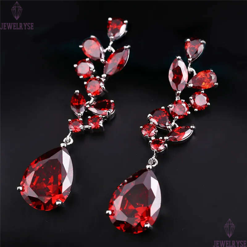 luxury red water drop earrings designer south american jewelry ruby white purple AAA cubic zirconia copper earring for woman wedding gift girls party