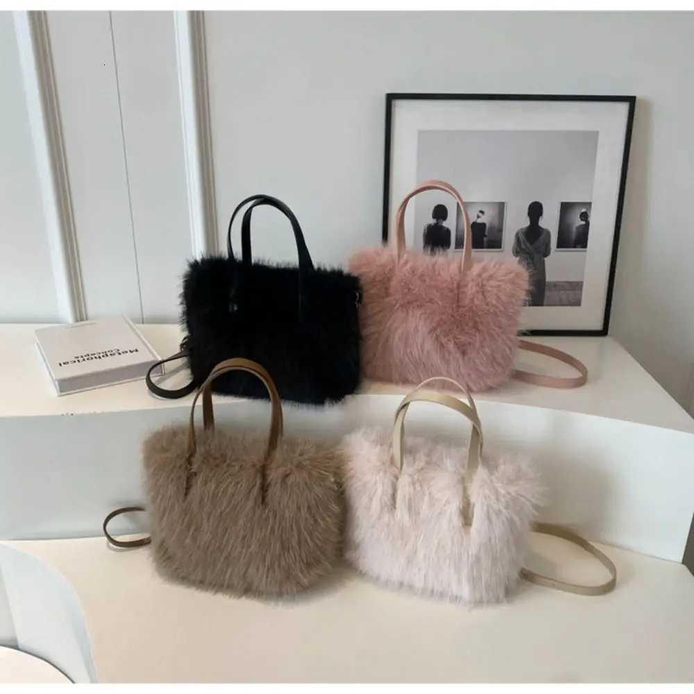 Fashion Faux Fur Ladies Shoulder Bag Soft Fluffy Female Crossbody Bag Handbag Square Luxury Tote Bag for WomenT251206