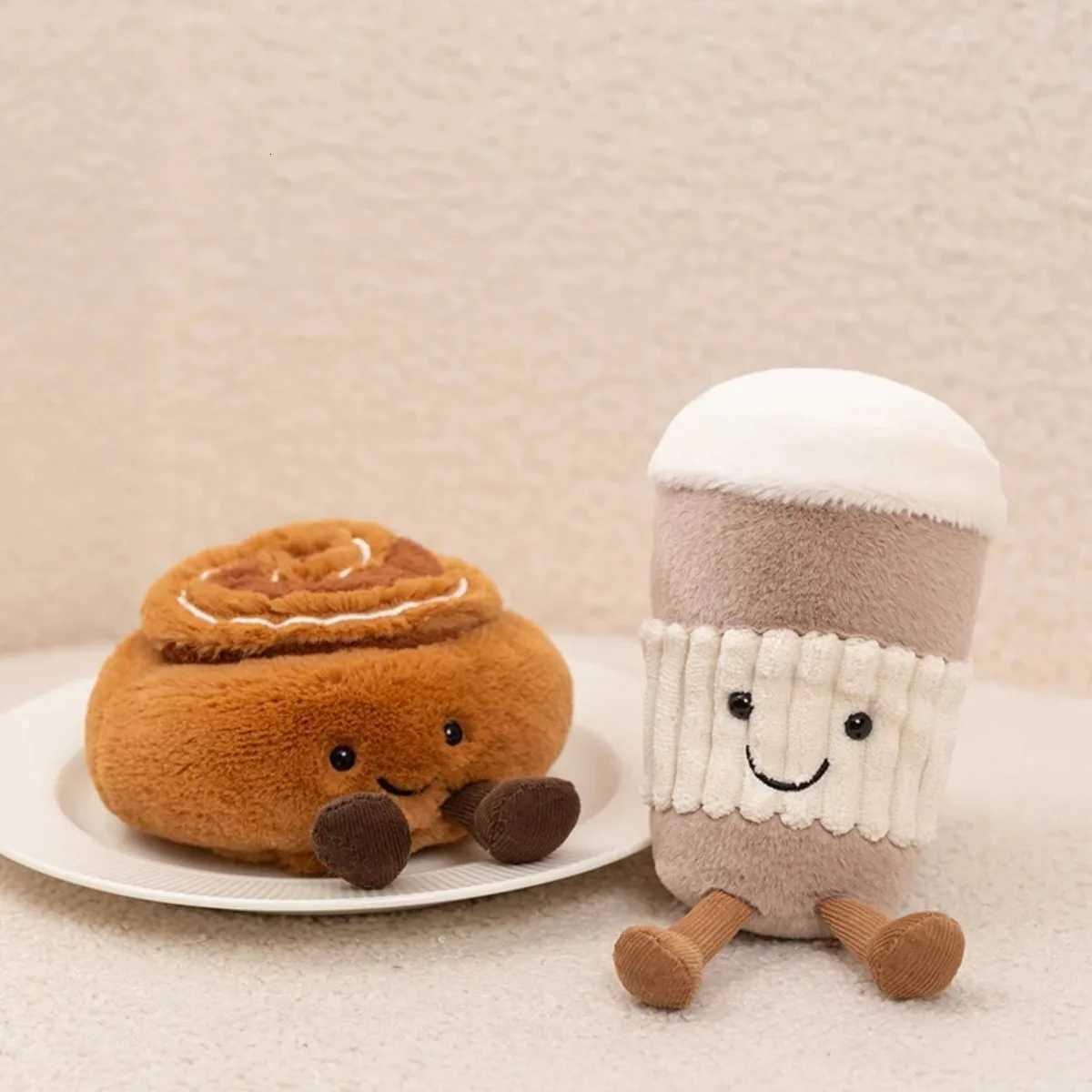 Cartoon Afternoon Tea Series Stuffed Plush Toys Cake Baguette Cinnamon Teapot Coffee Cup Plush Toy Home Decor Gift for Boy Girl K251206