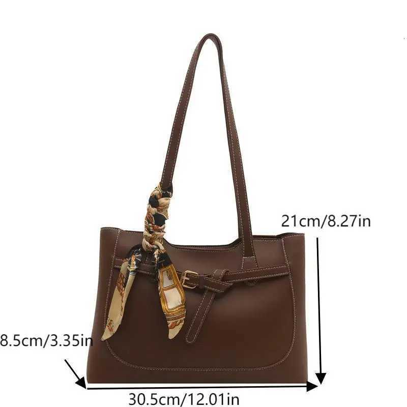 Retro Commuter Shoulder Bag Fashion Simple PU Leather Tote Bag Underarm Bag Female Versatile Large Capacity HandbagT251205