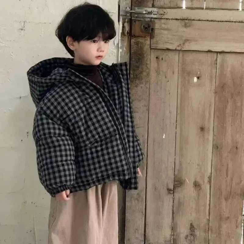 Korean Childrens Clothing Boys Winter Cotton Jacket Handsome Thick Warm Coat Korean Childrens Checkered Loose Cotton JacketW251206