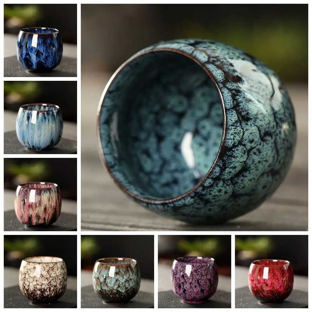 Japanese Style Ceramic Tea Cup Kiln Transformation Espresso Cup Porcelain Kung Fu Teacup Pottery Coffee Mug Wine Drinkware M251206 - view 4