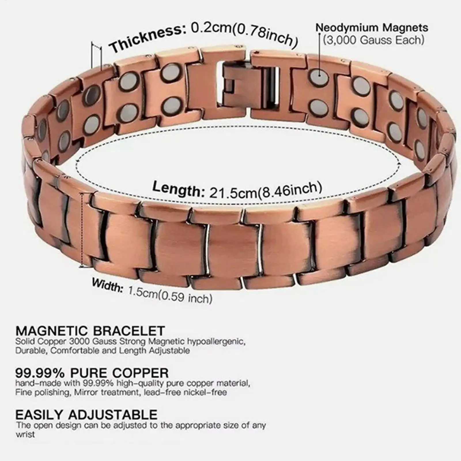 Magnetic Bracelets for Men Pure Copper Magnetic Bracelet Jewelry Accessories for Running Sports Gym Fathers Outdoor W251206