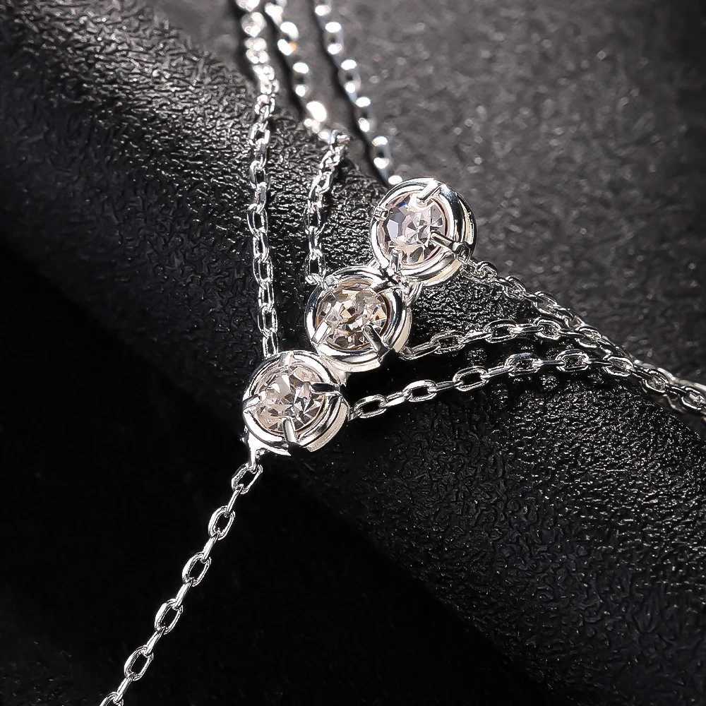 Fashion Multilayer Zircon Hand Chain Bracelets Link Ring for Her Stainless Steel Finger Bracelet Trendy Wedding Party Jewelry W251206
