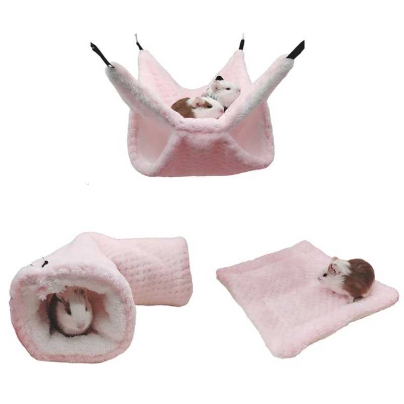 Set of 3 Hamster Nest Winter Bed House Shed Hanging Hammock Cage Tunnel Plush Hideaway for Hamster Small Pet G32D M251206